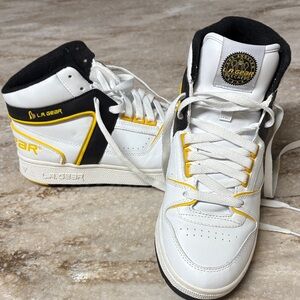 L.A. Gear White and Yellow Sneakers